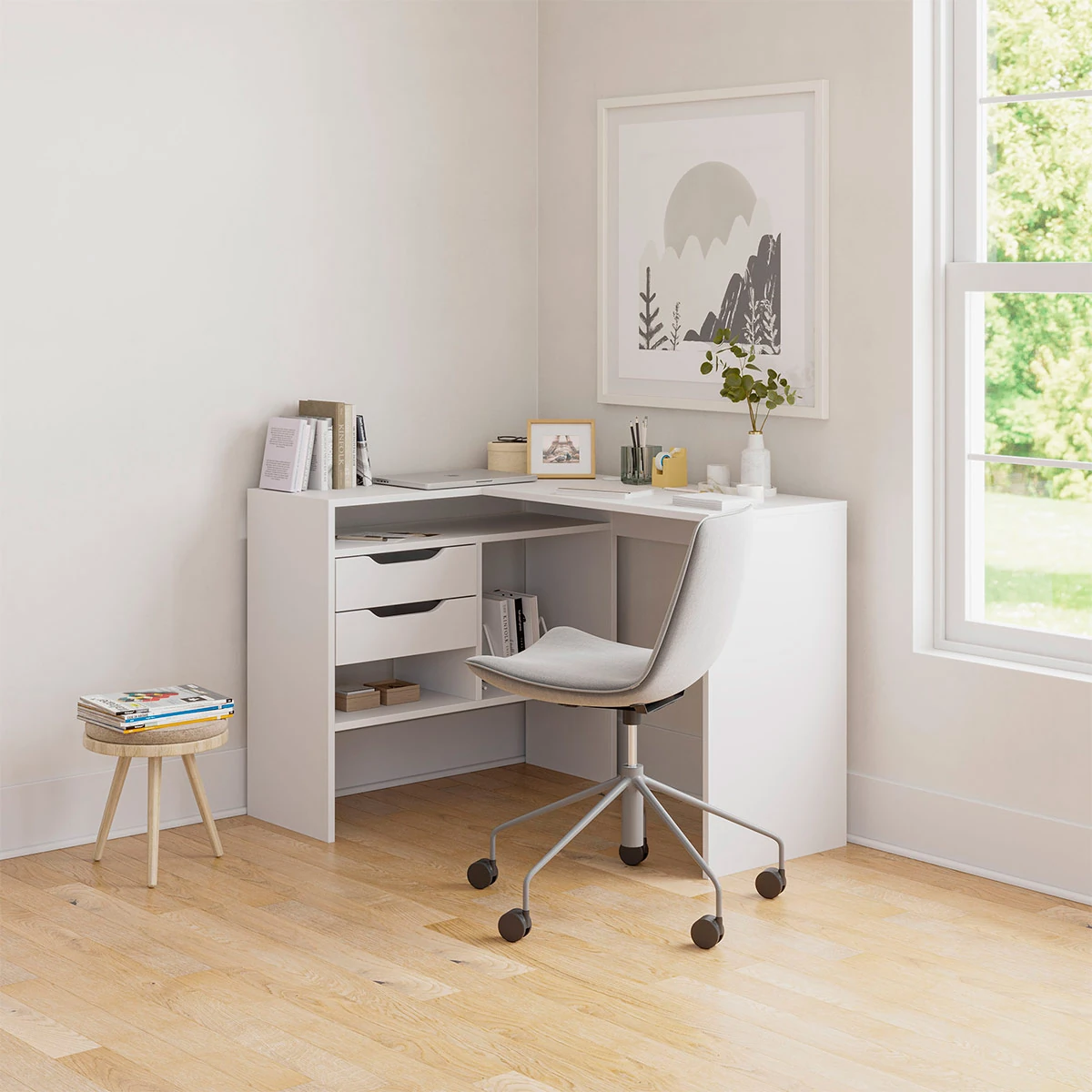 ESCRITORIO MILAN 2 CAJONES 91,5X80X115 BLANCO OLMO - 2
