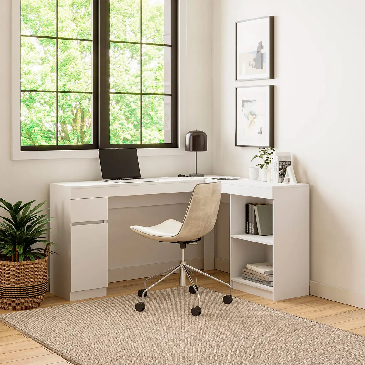 ESCRITORIO PALERMO ESQUINERO 151,5X115X80 BLANCO - 2