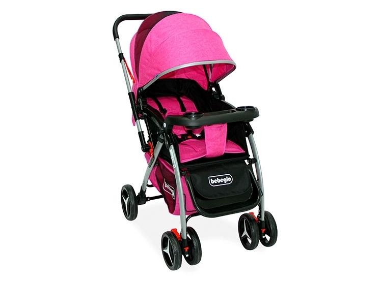 COCHE PASEO CUNA BEBEGLO ATLAS MANILLAR REVERSIBLE FUCSIA - 1