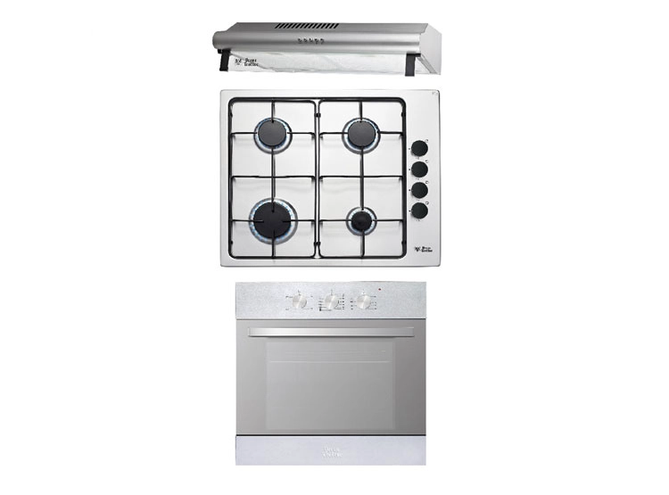 KIT ENCIMERA EMPOTRABLE GAS LICUADO URSUS TROTTER 4 PLATOS PRIME G4 GL + CAMPANA UT VF 60 INOX 1M + HORNO ELÉCTRICO UT PRIME EPC4 REFLEX - 1