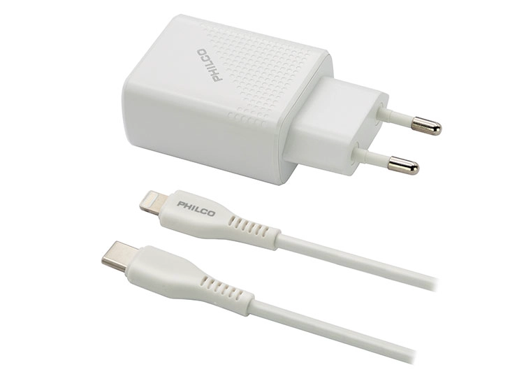 CARGADOR CELULAR PHILCO 18 W RÁPIDO CABLE LIGHTNING PUERTO TIPO C - 2