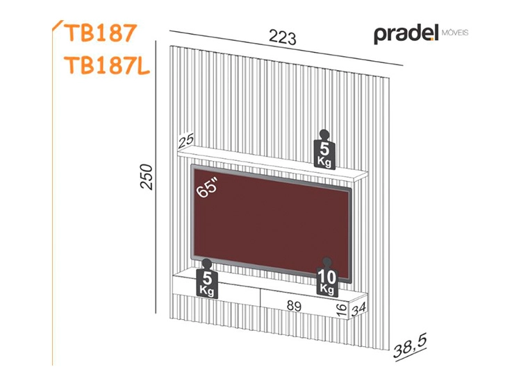 RACK TV DECOCASA TB187L 75" - 2
