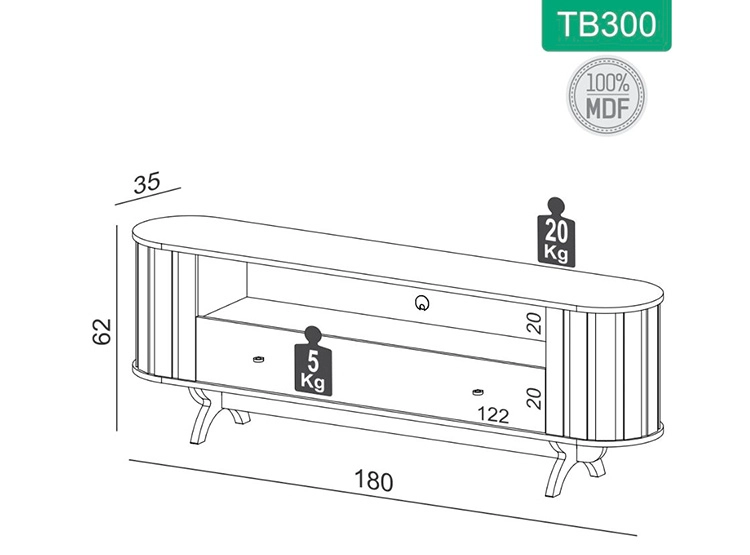 RACK PARA TV 50 PULGADAS TB300 DECOCASA CAFE - 3