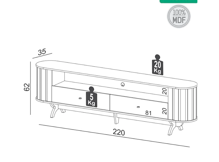 RACK PARA TV 65 PULGADAS TB302 DECOCASA CAFE - 3