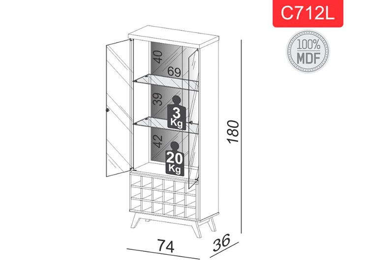 VITRINA DECOCASA C712L - 3