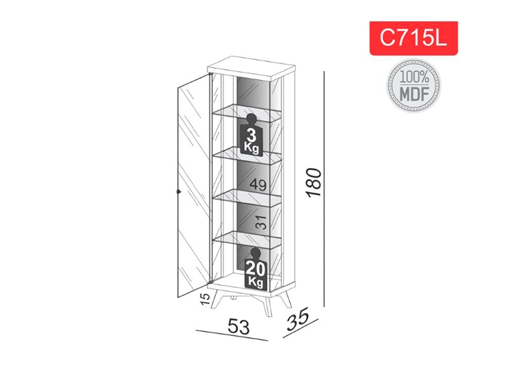 VITRINA DECOCASA C715L - 3