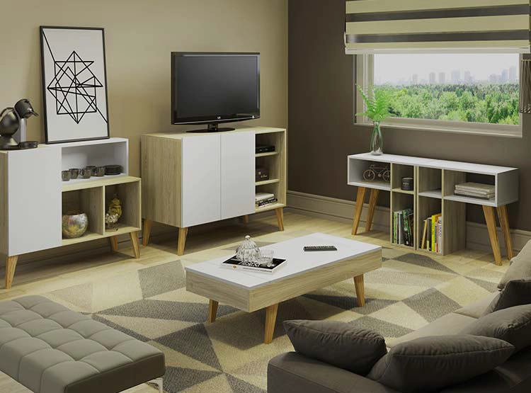 MESA DE CENTRO BE DESIGN LEAVES ALMACENAMIENTO NATURE BLANCO - 4