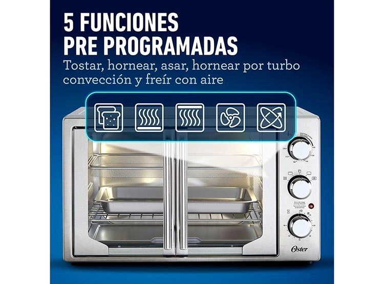 HORNO ELÉCTRICO OSTER 42 L TSSTTVFDMAFNS-052 CON FREIDORA DE AIRE ® PUERTAS ESTILO FRANCÉS - 6