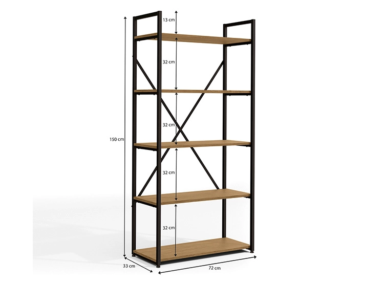 ESTANTE YARDAS LI006 FREIJO 5 REPISAS CAFÉ NEGRO METAL - 2