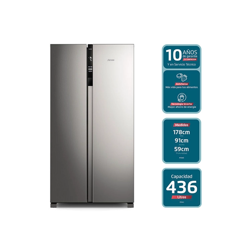 REFRIGERADOR SIDE BY SIDE FENSA SFX440 436L NO FROST ACERO - 8