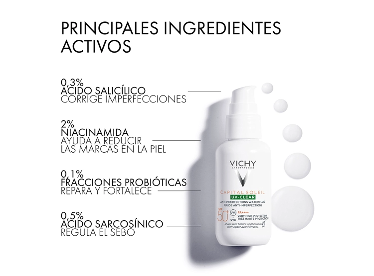 CREMA FACIAL VICHY HIDRATANTE ANTIIMPERFECCIONES CAPITAL SOLEIL UV CLEAR SPF 50+ 40 ML - 3
