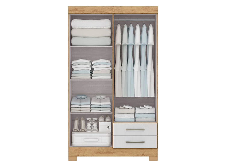 CLOSET DI PORETTI DESIGN ESOCIA ESCOCIA MDF 4 PUERTAS 2 CAJONES CAFÉ CLARO - 2