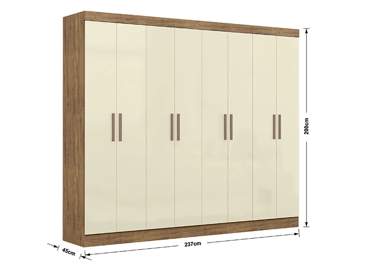 CLOSET DI PORETTI DESIGN PARIS MDF 8 PUERTAS 4 CAJONES CAFÉ CLARO - 3