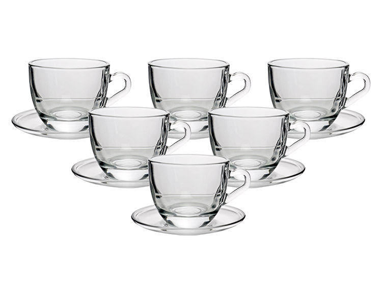 SET TAZAS PLATOS RIPLEY HOME VIDRIO 75 ML 6 PIEZAS