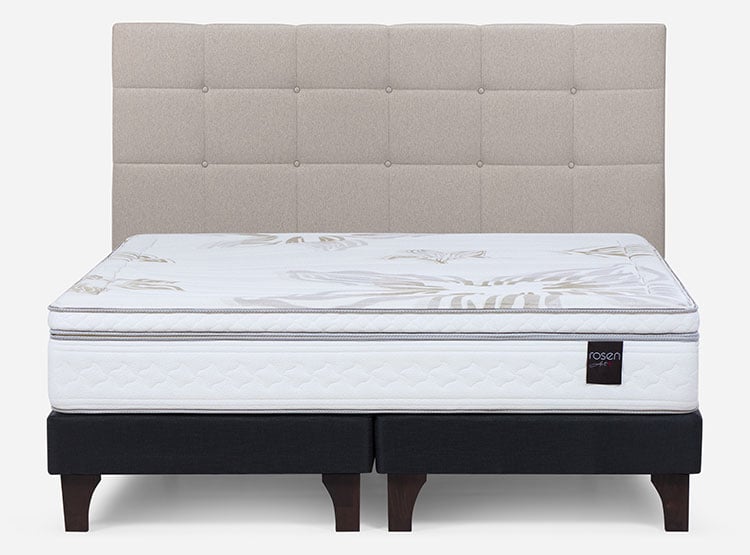 JUEGO DE DORMITORIO ROSEN CAMA EUROPEA ART4 + RESPALDO ISSEY NIEBLA - 1