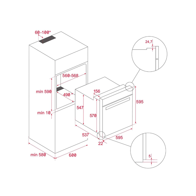 HORNO ELÉCTRICO TEKA EMPOTRABLE 72L HBB-5360 FBK - 6