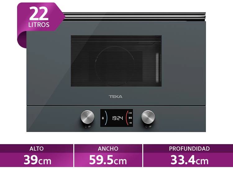MICROONDAS TEKA 22 L ML 8220 EMPOTRADO STONE GREY SIN PLATO GIRATORIO