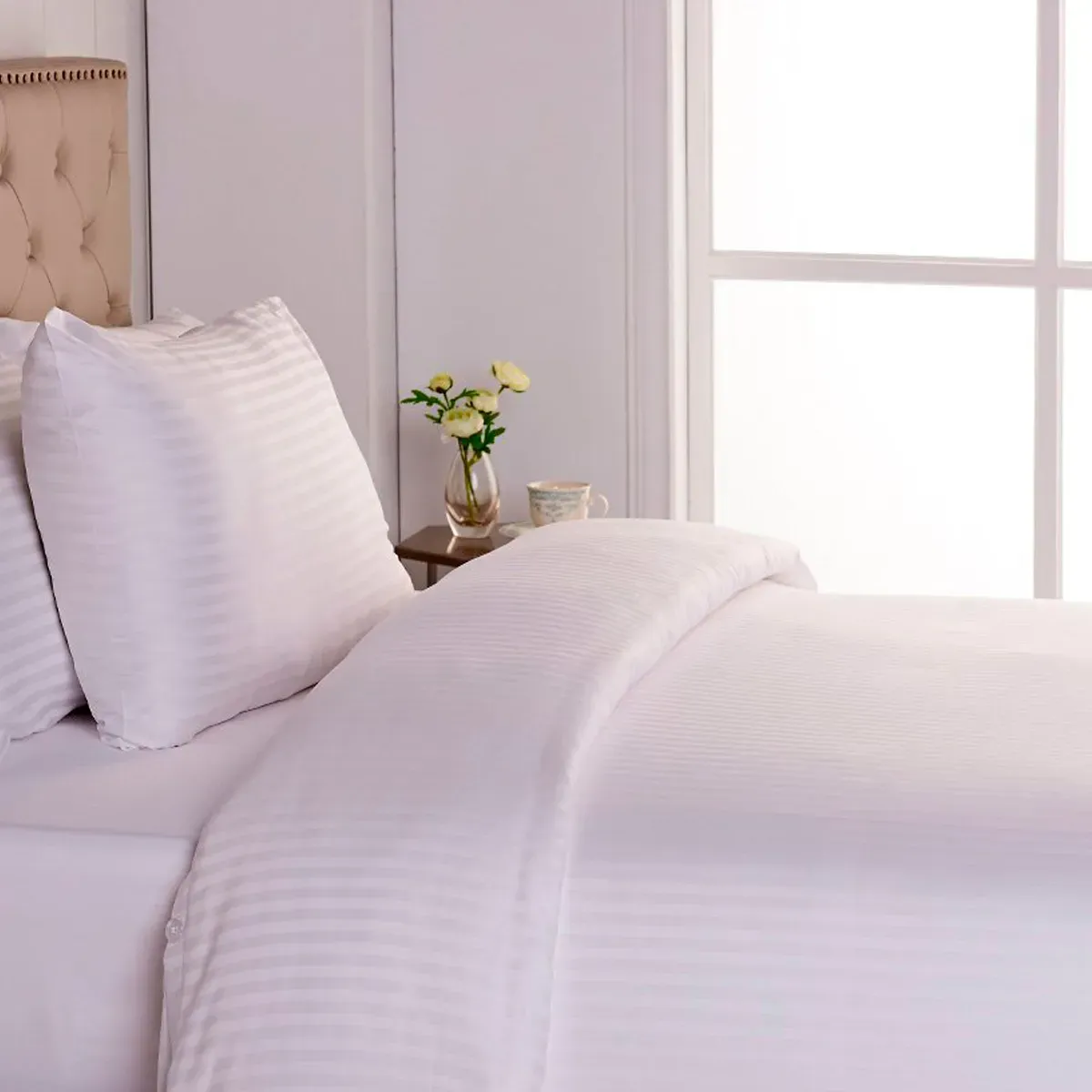 CUBREPLUMÓN RIPLEY HOME JACQUARD STRIPES 1.5 PLAZAS BLANCO - 1