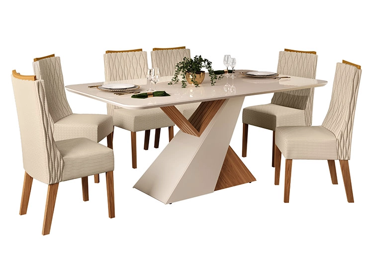 JUEGO DE COMEDOR ALTAVISION VEGA JADE CARVAL LIN NEVE 6 SILLAS BLANCO - 1