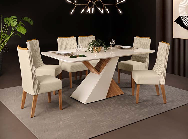 JUEGO DE COMEDOR ALTAVISION VEGA JADE CARVAL LIN NEVE 6 SILLAS BLANCO - 9