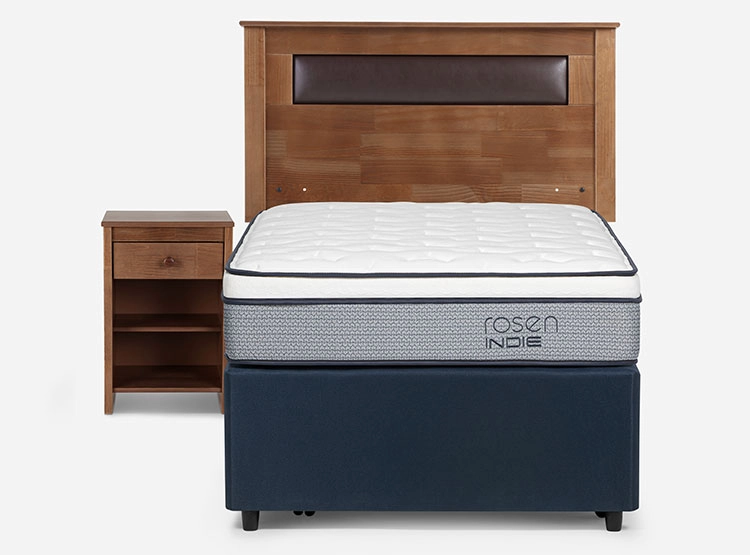 JUEGO DE DORMITORIO ROSEN CAMA DIVAN INDIE 1.5 PLAZAS AZUL + SET FERRARA - 1