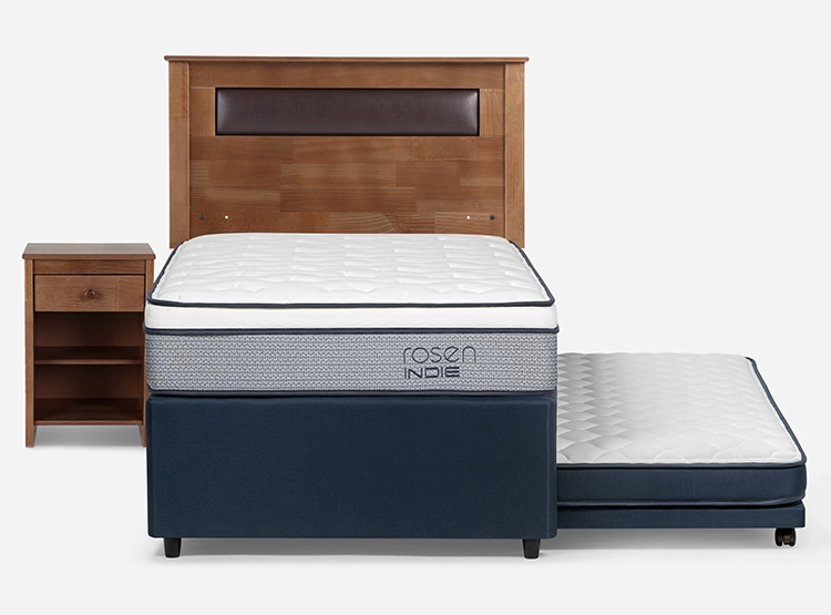 JUEGO DE DORMITORIO ROSEN CAMA DIVAN INDIE 1.5 PLAZAS AZUL + SET FERRARA - 2