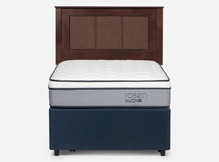 JUEGO DE DORMITORIO ROSEN CAMA DIVAN INDIE 1.5 PLAZAS AZUL + RESPALDO RACHEL - 1