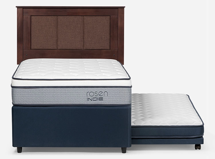 JUEGO DE DORMITORIO ROSEN CAMA DIVAN INDIE 1.5 PLAZAS AZUL + RESPALDO RACHEL - 2