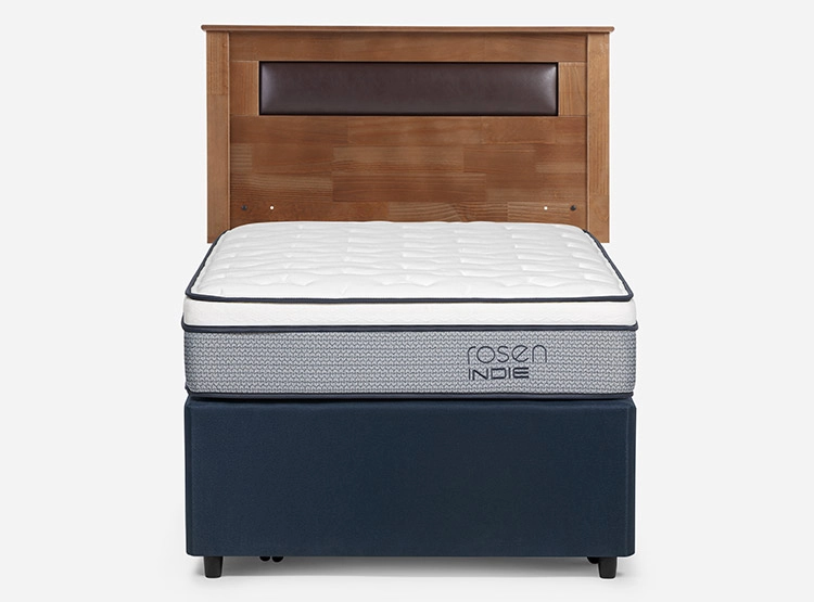 JUEGO DE DORMITORIO ROSEN CAMA DIVAN INDIE 1.5 PLAZAS AZUL + RESPALDO FERRARA - 1