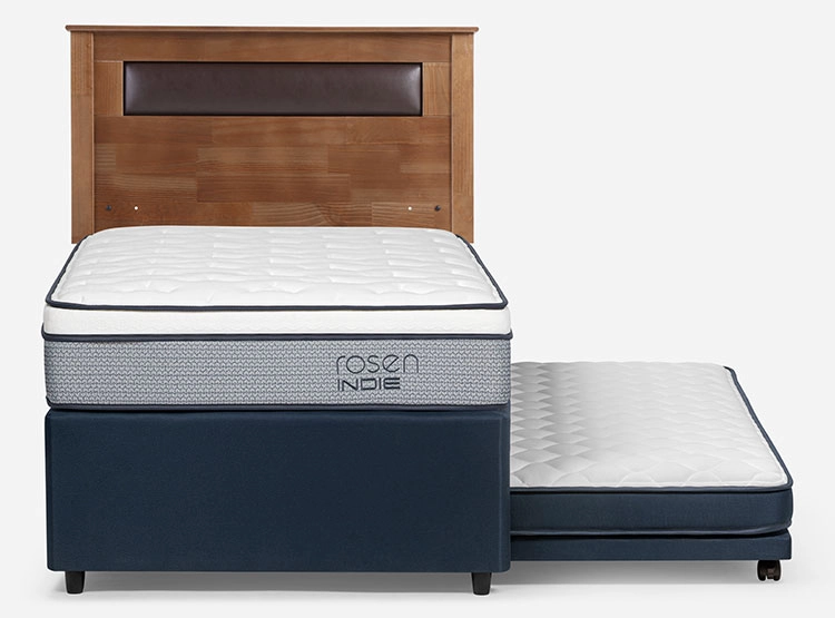 JUEGO DE DORMITORIO ROSEN CAMA DIVAN INDIE 1.5 PLAZAS AZUL + RESPALDO FERRARA - 2