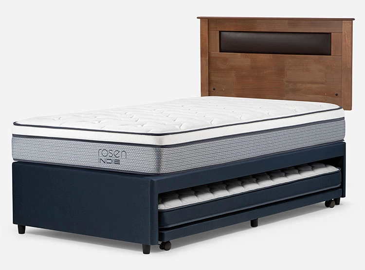 JUEGO DE DORMITORIO ROSEN CAMA DIVAN INDIE 1.5 PLAZAS AZUL + RESPALDO FERRARA - 3