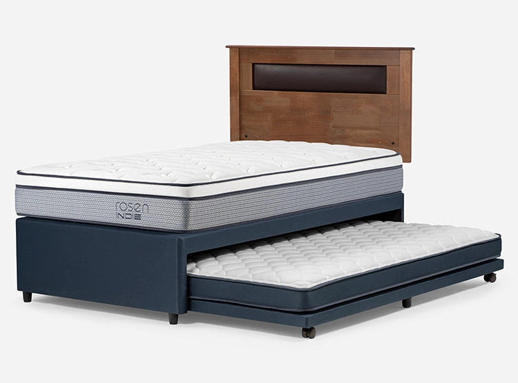 JUEGO DE DORMITORIO ROSEN CAMA DIVAN INDIE 1.5 PLAZAS AZUL + RESPALDO FERRARA - 4