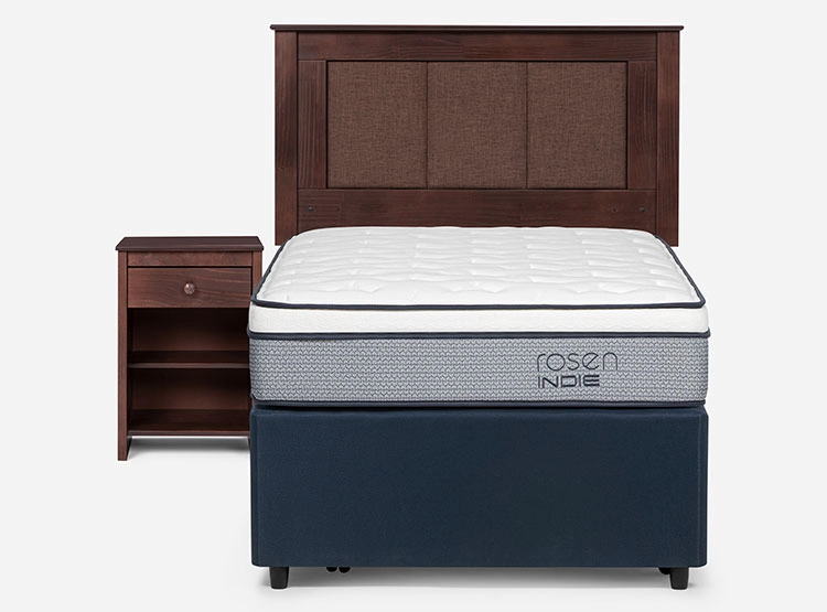 JUEGO DE DORMITORIO ROSEN CAMA DIVAN INDIE 1.5 PLAZAS AZUL + SET RACHEL - 1