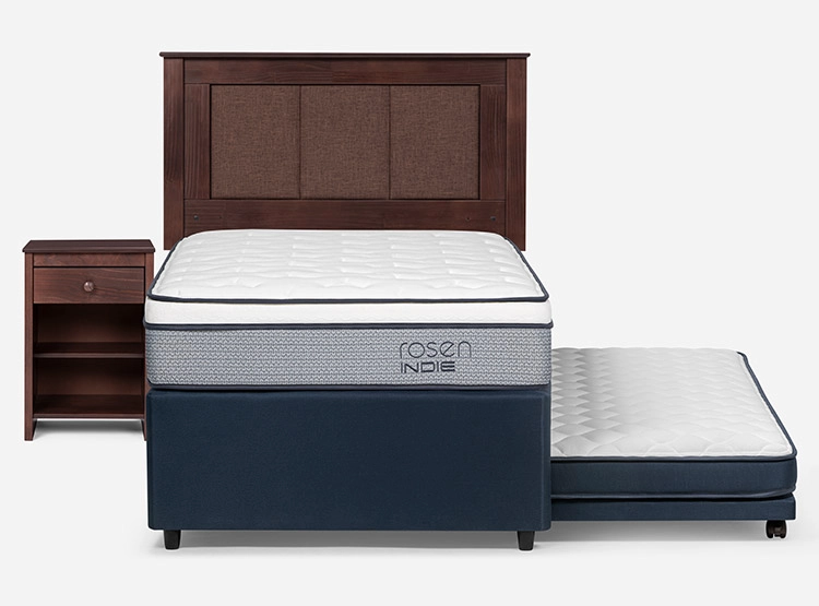 JUEGO DE DORMITORIO ROSEN CAMA DIVAN INDIE 1.5 PLAZAS AZUL + SET RACHEL - 2