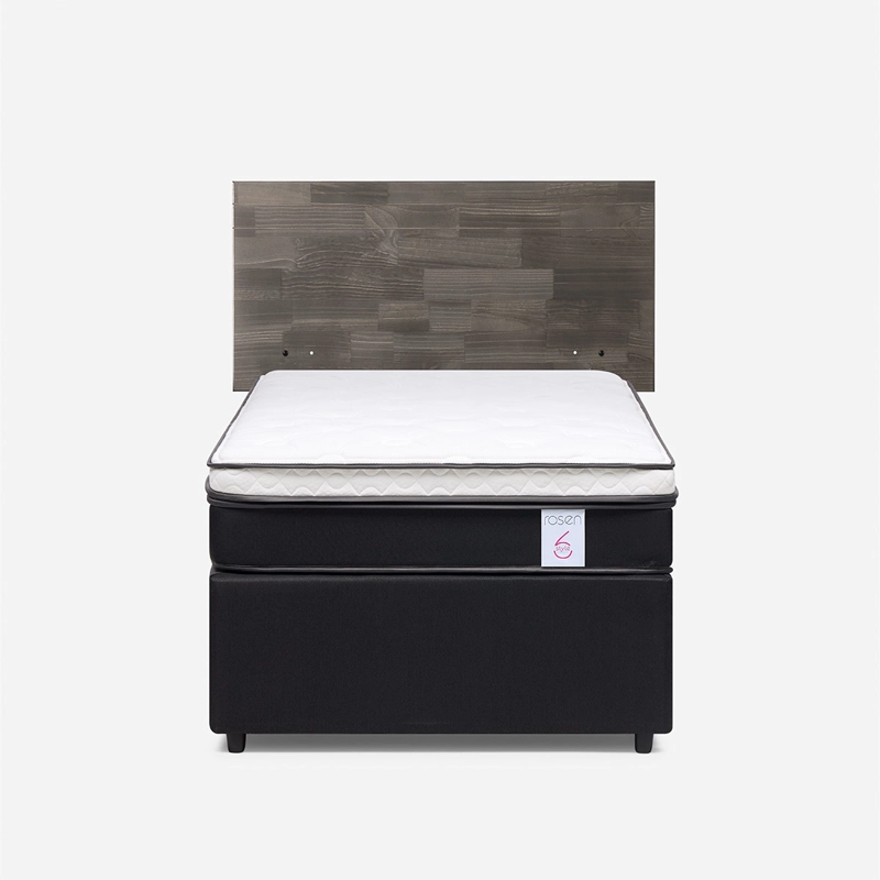 JUEGO DE DORMITORIO ROSEN CAMA DIVAN NEW STYLE 6 1.5 PLAZAS CAFÉ + RESPALDO TABOR GRAFITO - 1