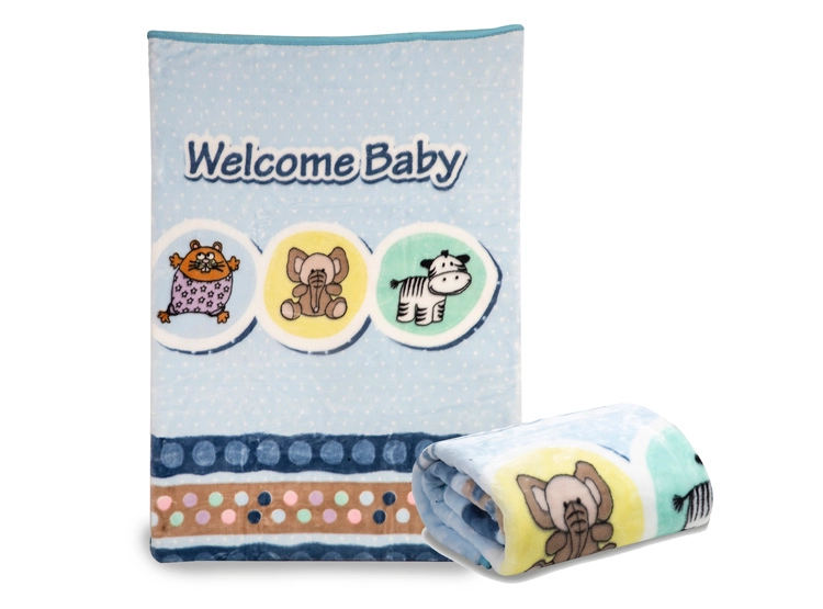 FRAZADA BEBESIT REVERSIBLE ANIMALITOS CELESTE ESTAMPADO - 1