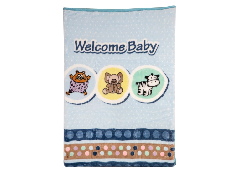FRAZADA BEBESIT REVERSIBLE ANIMALITOS CELESTE ESTAMPADO - 3