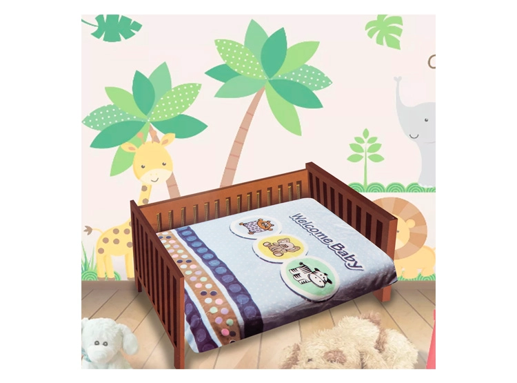FRAZADA BEBESIT REVERSIBLE ANIMALITOS CELESTE ESTAMPADO - 5