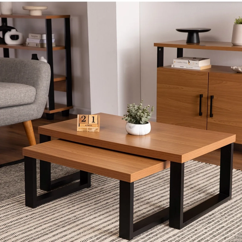 MESA DE CENTRO ROCA YULTON ROBLE CAFÉ NEGRO 89.5 X 53 CM - 10