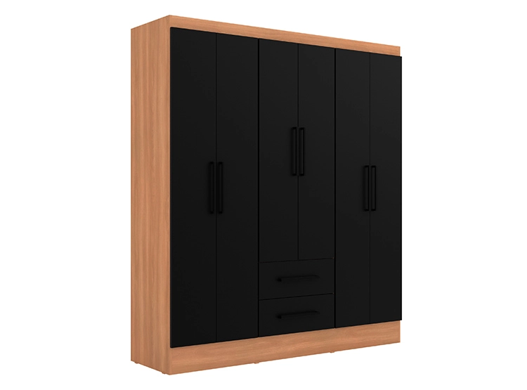 CLOSET ROCA AMBAR 6 PUERTAS 2 CAJONES CANELA NEGRO - 1
