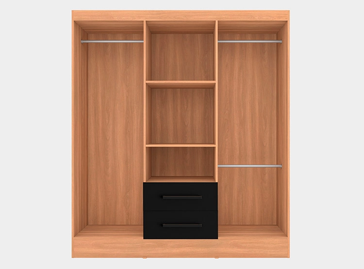 CLOSET ROCA AMBAR 6 PUERTAS 2 CAJONES CANELA NEGRO - 2