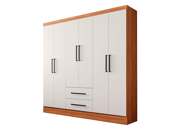 CLOSET ROCA AMBAR 6 PUERTAS 2 CAJONES CANELA BLANCO - 1