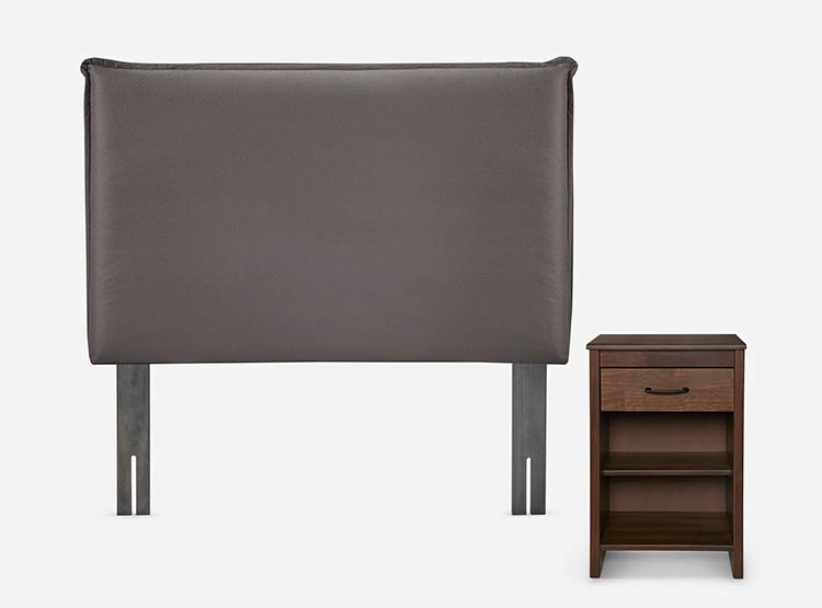 SET DE MUEBLES ROSEN RESPALDO MAURICE 1.5 PLAZAS MADERA CHOCOLATE + VELADOR - 1