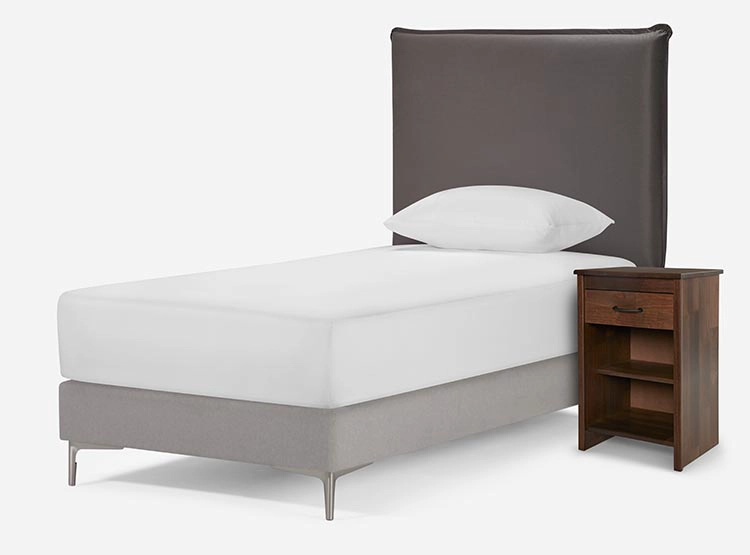 SET DE MUEBLES ROSEN RESPALDO MAURICE 1.5 PLAZAS MADERA CHOCOLATE + VELADOR - 2
