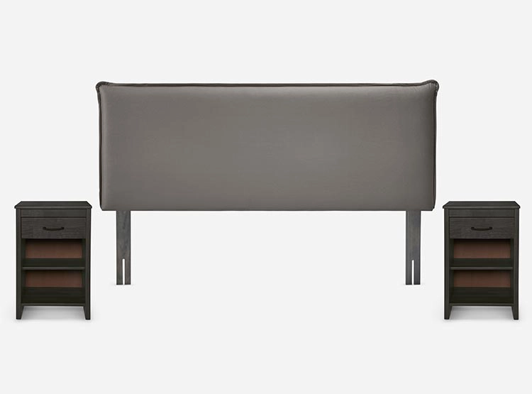 SET DE MUEBLES ROSEN RESPALDO MAURICE KING MADERA GRIS + VELADOR - 1