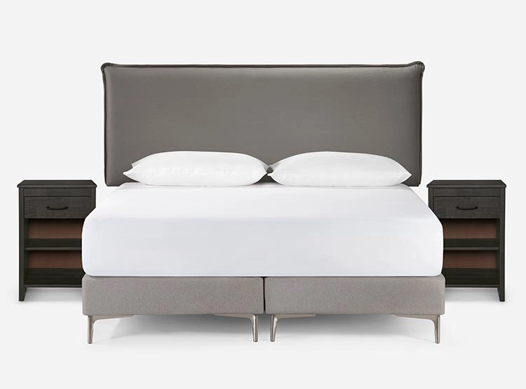 SET DE MUEBLES ROSEN RESPALDO MAURICE KING MADERA GRIS + VELADOR - 6