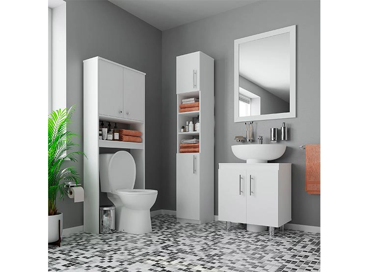 SET MUEBLES BAÑO CIC ESTANTES 3 REPISAS BLANCO - 8