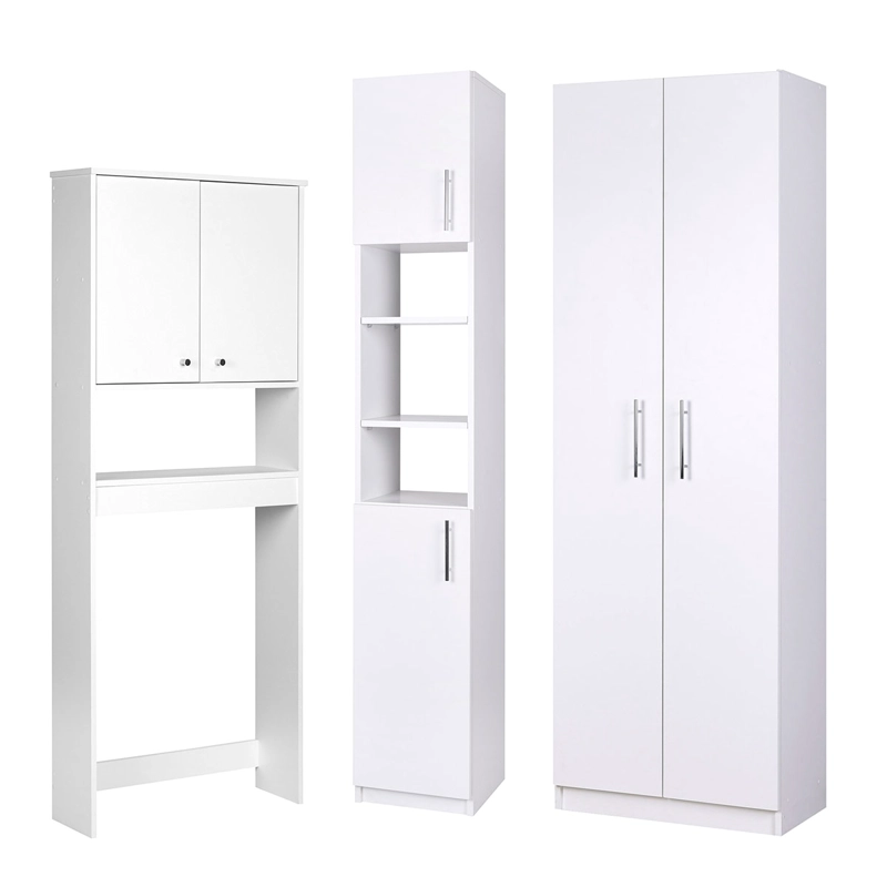 SET MUEBLES BAÑO CIC ESTANTE 4 REPISAS BLANCO + ORGANIZADOR + DESPENSA - 1