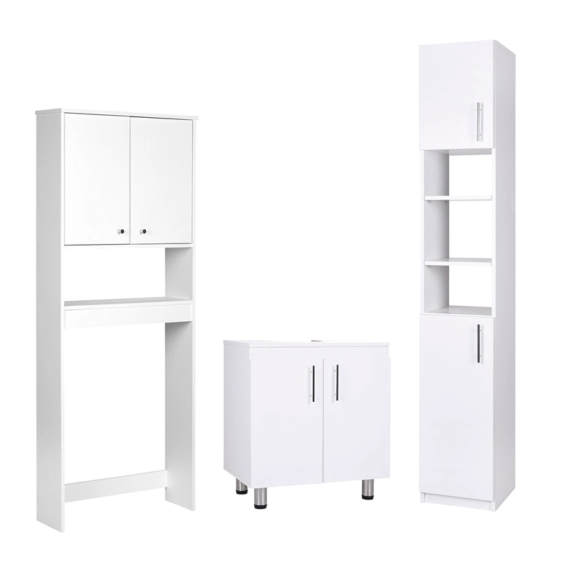SET MUEBLES BAÑO CIC ESTANTE 5 REPISAS BLANCO + ORGANIZADOR + VANITORIO - 1