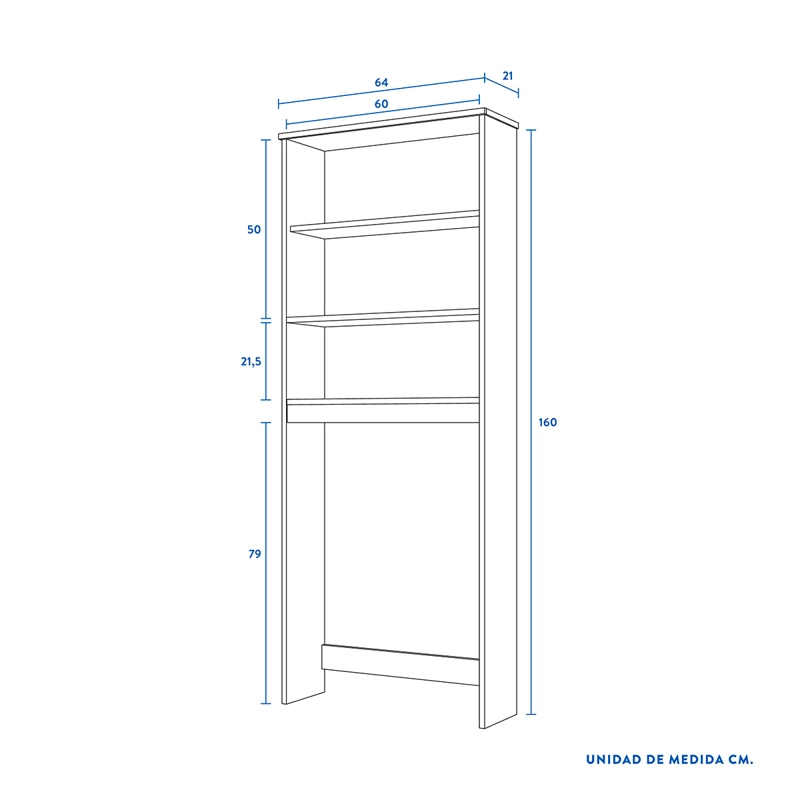 SET MUEBLES BAÑO CIC ESTANTE 5 REPISAS BLANCO + ORGANIZADOR + VANITORIO - 2